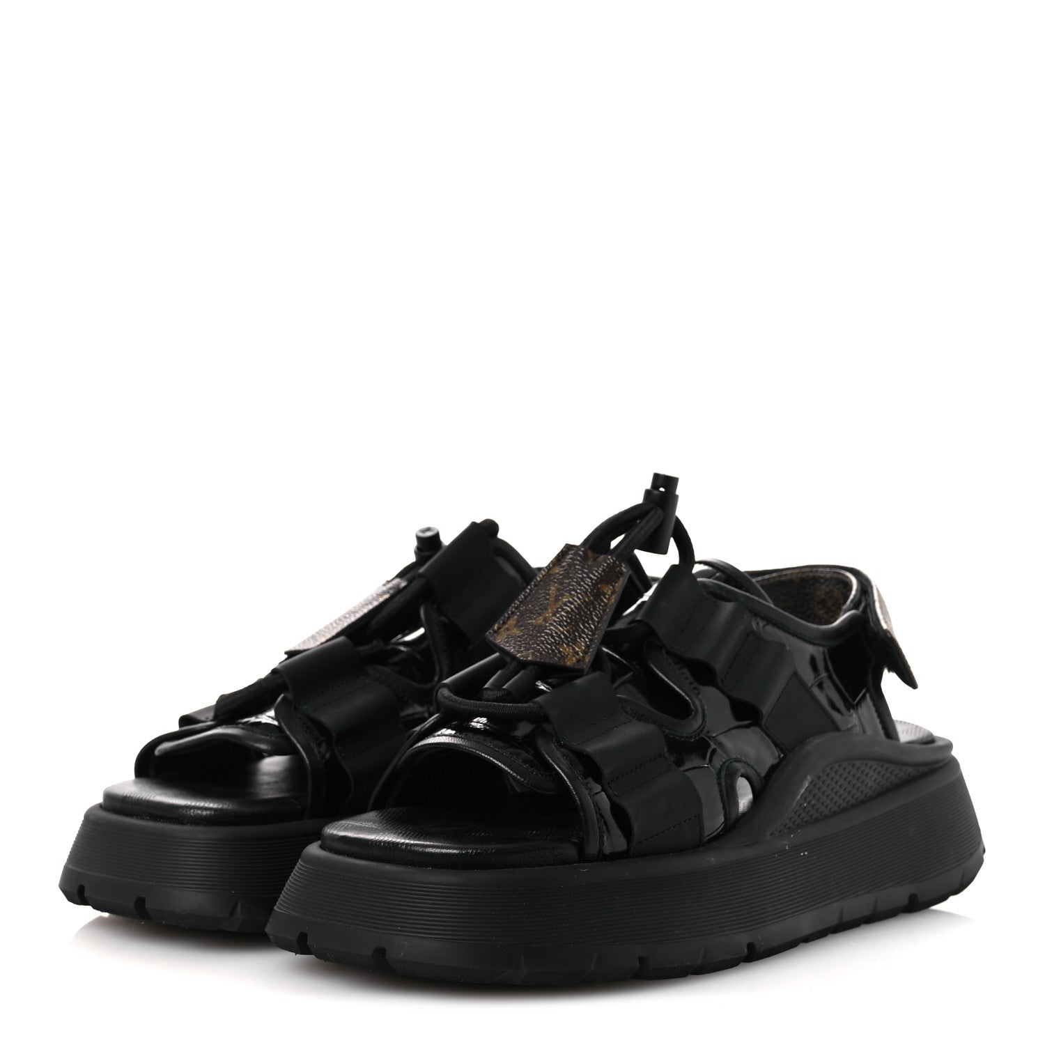 Louis Vuitton Lambskin Sunset Comfort Platform Sandals 38 Black 4 of 11