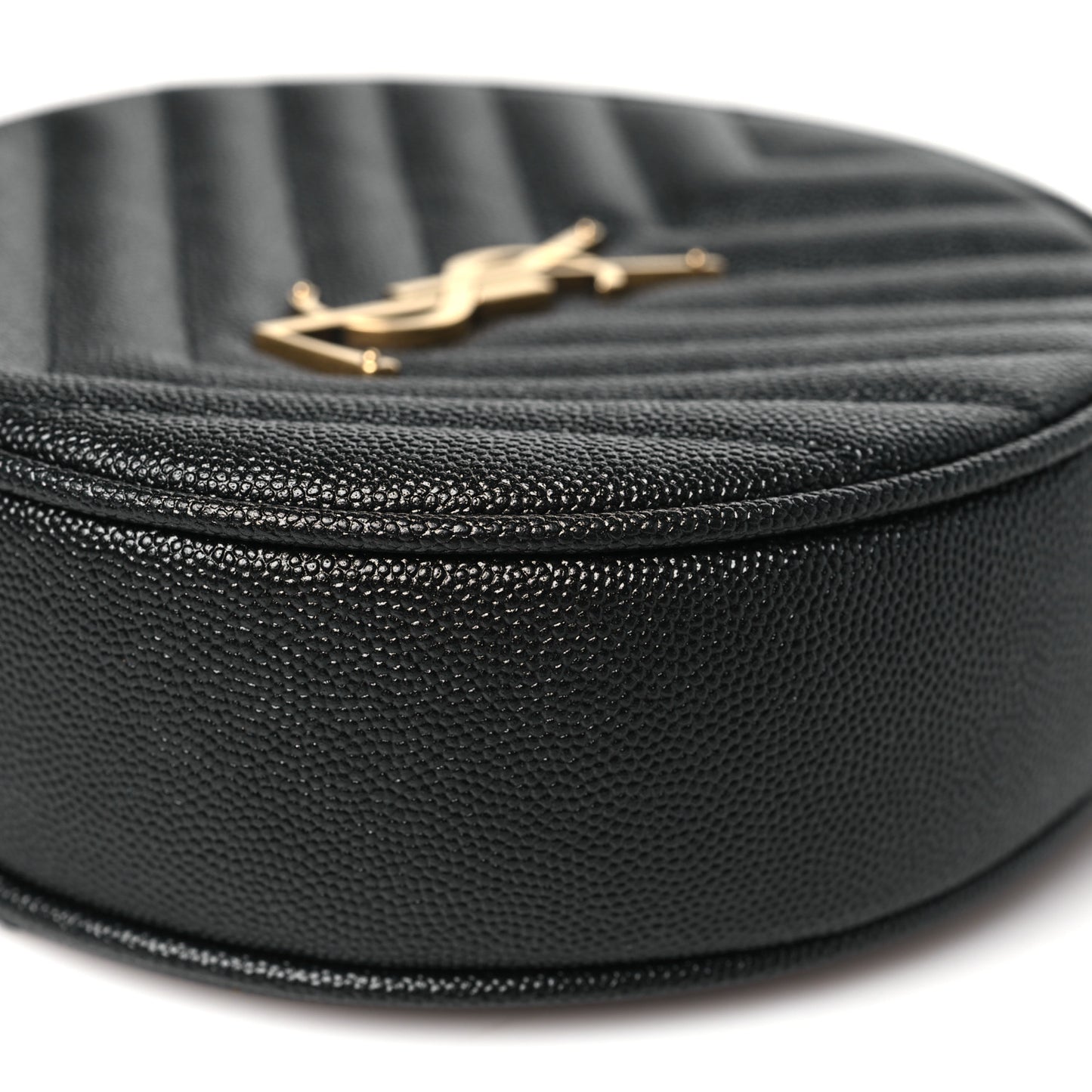 Grain De Poudre Matelasse Chevron Quilted Round Vinyle Camera Bag Black
