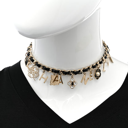 Chanel Lambskin Crystal CC Logo Charming Choker Gold Black 2 of 7