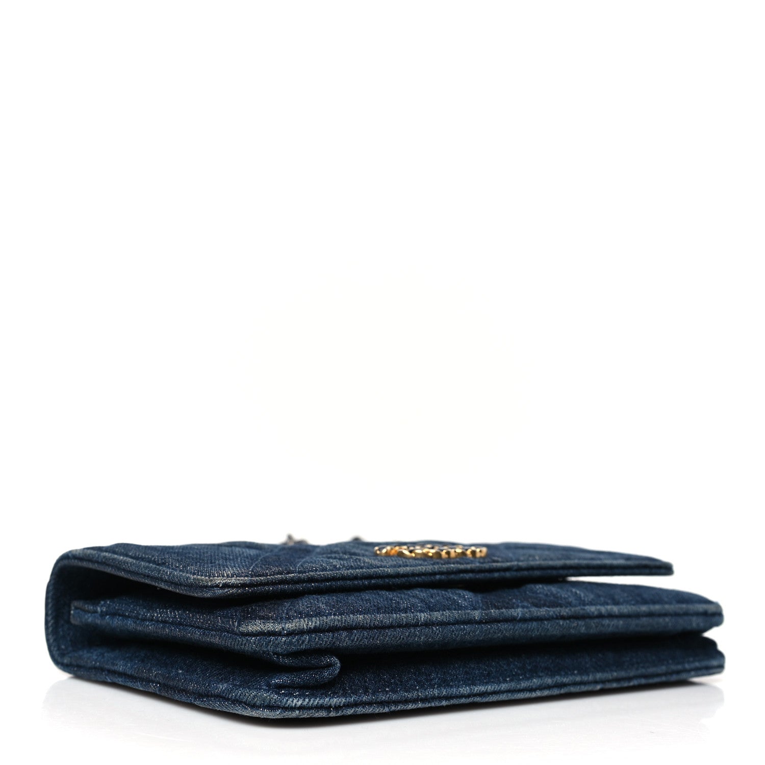 Chanel Denim Quilted Chanel 19 Wallet On Chain WOC Blue 4 of 12
