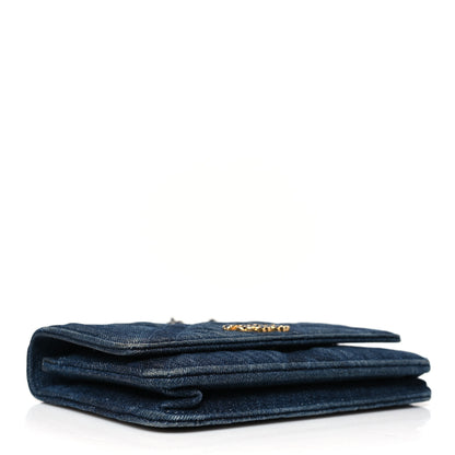 Chanel Denim Quilted Chanel 19 Wallet On Chain WOC Blue 4 of 12