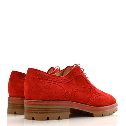 Christian Louboutin Veau Velours Charletta Brogue Oxfords 39 Flamenco 4 of 8