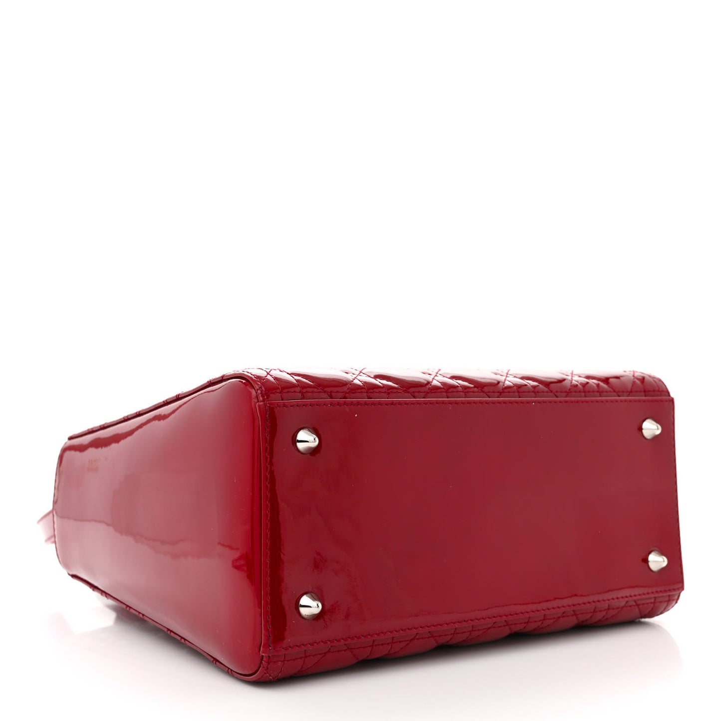 CHRISTIAN DIOR Patent Cannage Medium Lady Dior Red