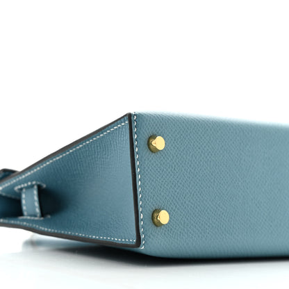 Hermes Epsom Mini Kelly Sellier 20 New Blue Jean 8 of 10