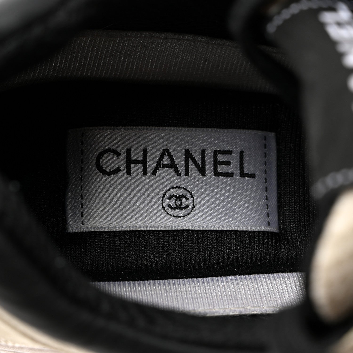 Chanel Mesh Suede Calfskin Grained Calfskin Womens CC Sneakers 39.5 White Black 6 of 8