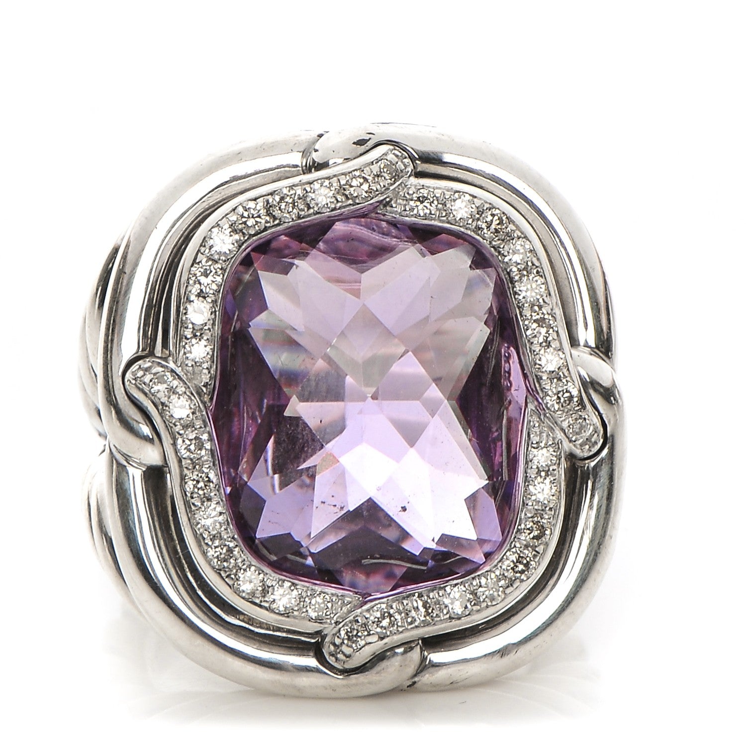 David Yurman Sterling Silver Amethyst 14mm Labyrinth Ring 53 6.5 1 of 5