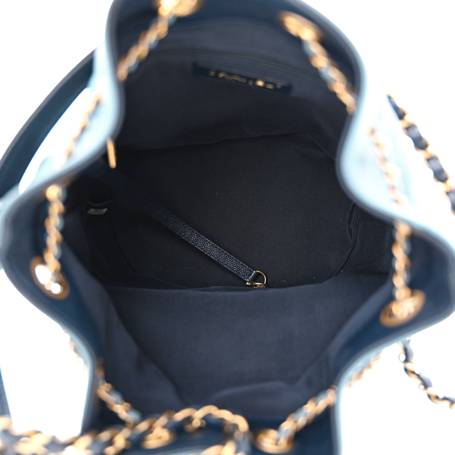 Chanel Grained Calfskin Lambskin CC Drawstring Bag Light Blue 5 of 10
