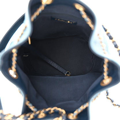 Chanel Grained Calfskin Lambskin CC Drawstring Bag Light Blue 5 of 10