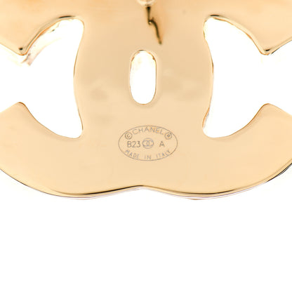 Chanel Enamel CC Earrings Gold Orange Black Red 4 of 6