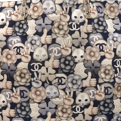 Chanel Nylon Cat Emoticon Tote Navy Silver 7 of 9