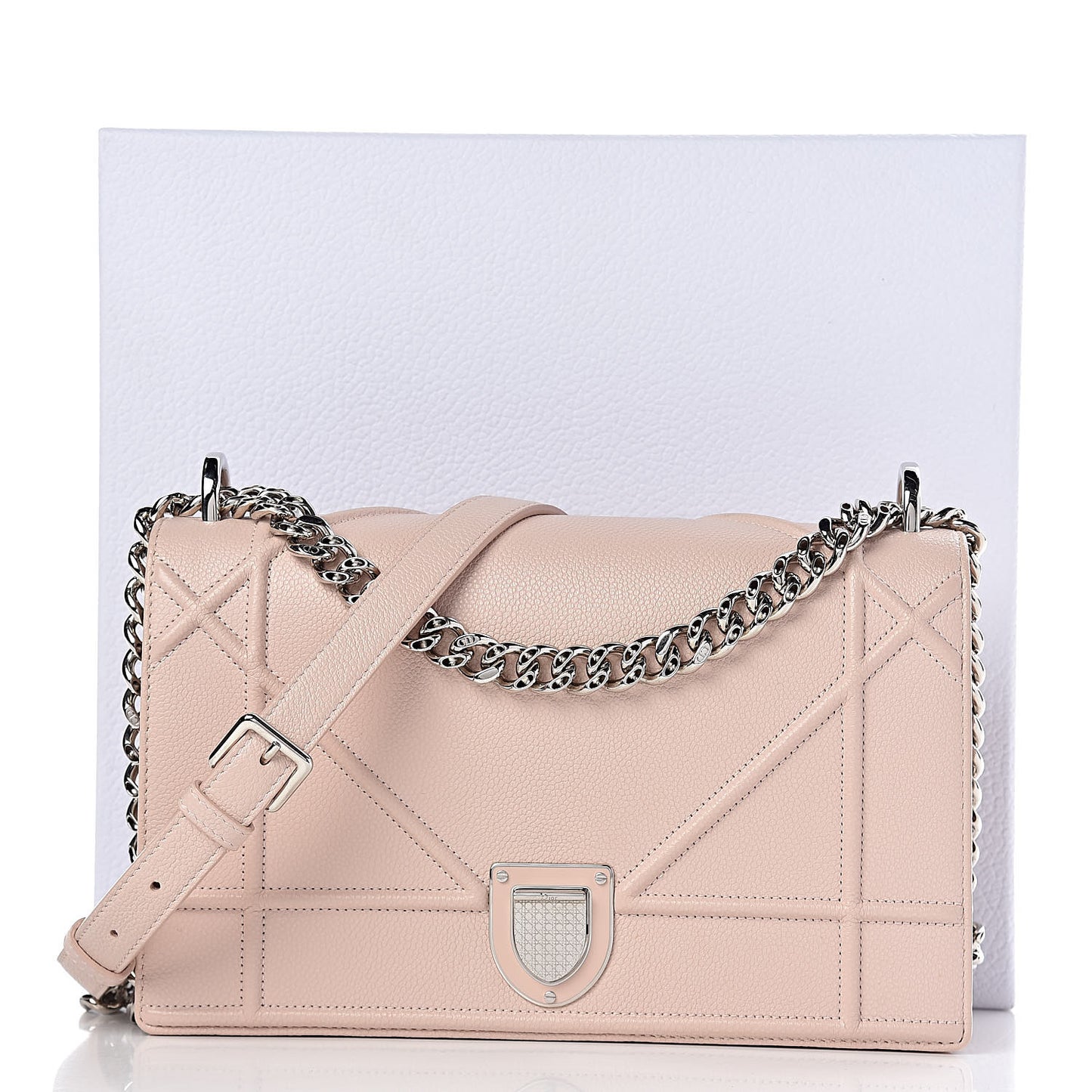 Grained Calfskin Cannage Medium Diorama Flap Bag Rose Poudre