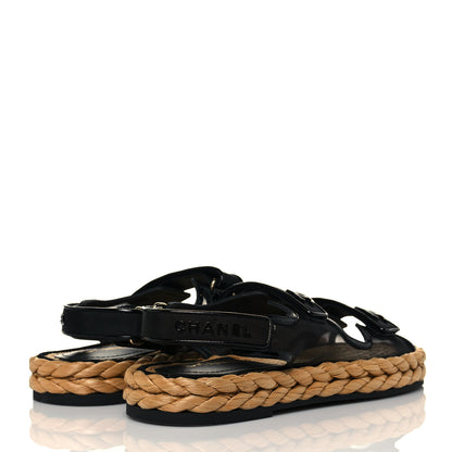 Chanel Mesh Patent Calfskin Velcro Dad Sandals 41 Black 4 of 9