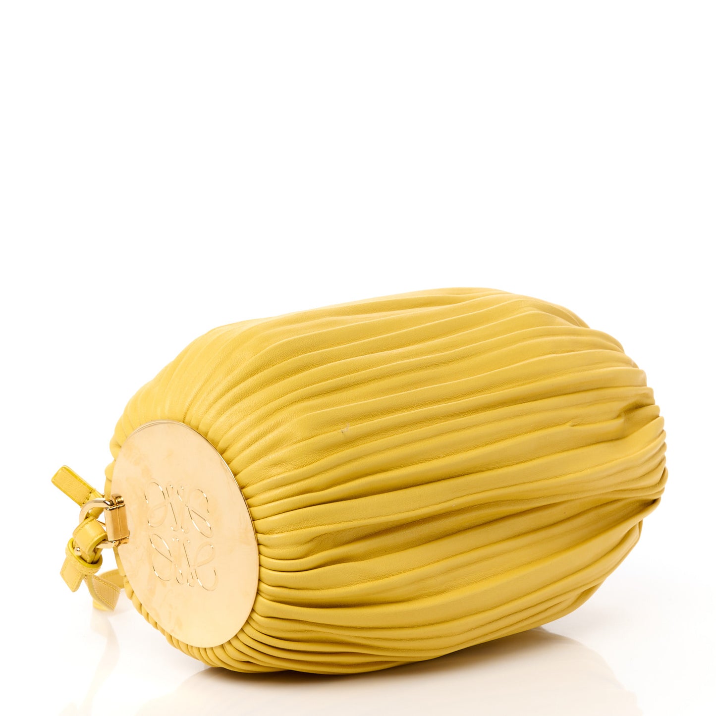 Lambskin Pleated Bracelet Pouch Yellow