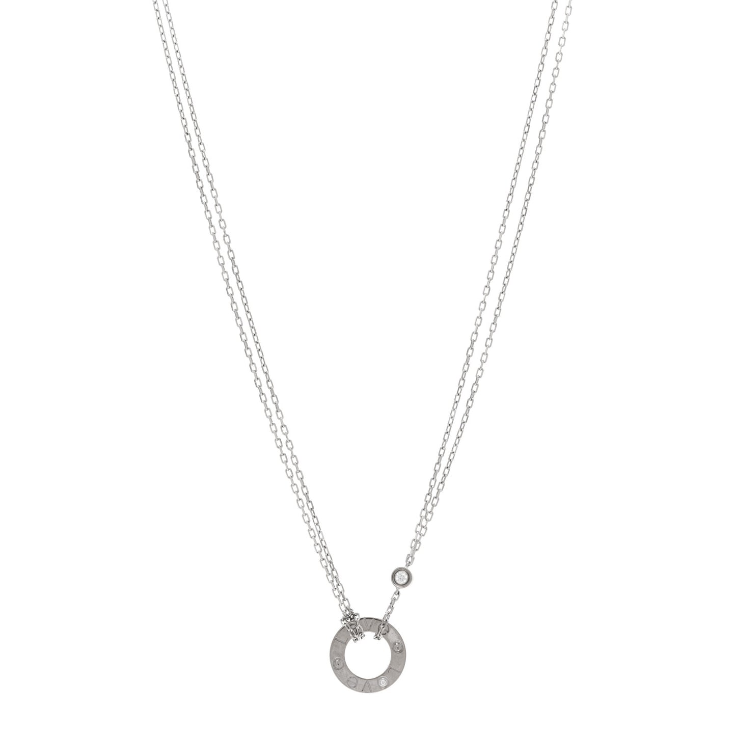 18K White Gold 2 Diamond LOVE Necklace