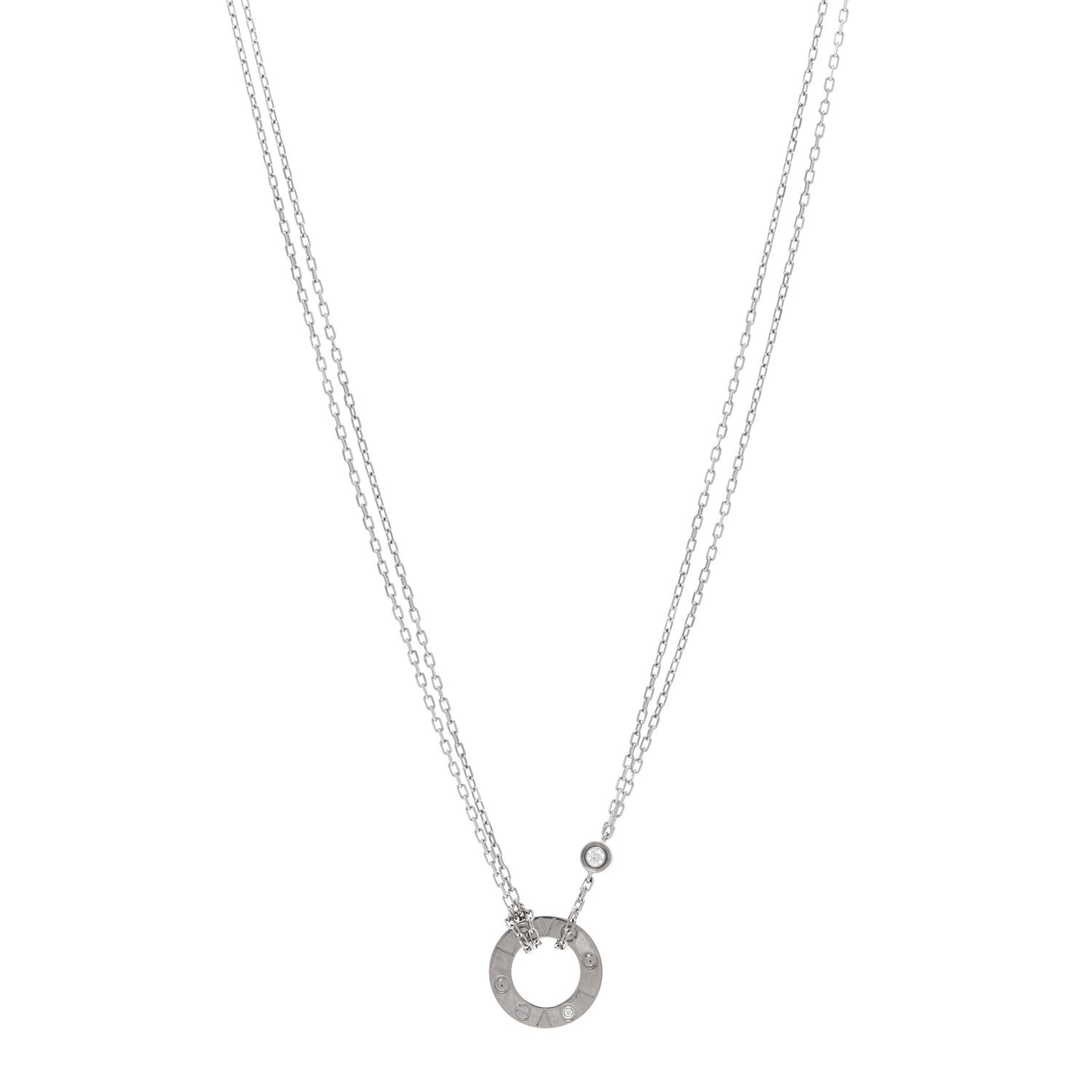 Cartier 18K White Gold 2 Diamond LOVE Necklace 1 of 5