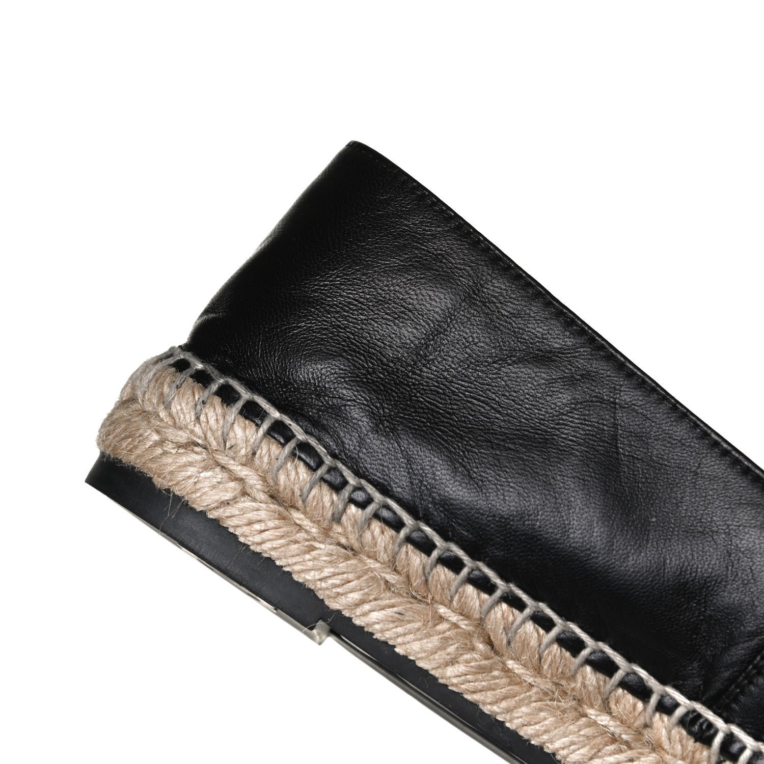 Chanel Lambskin Shiny Calfskin CC Espadrilles 40 Black Beige 12 of 13