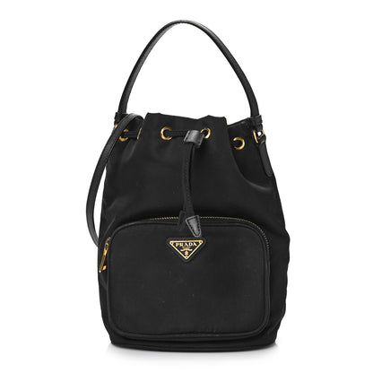 Prada Saffiano Tessuto Nylon Mini Bucket Crossbody Bag Black 1 of 7