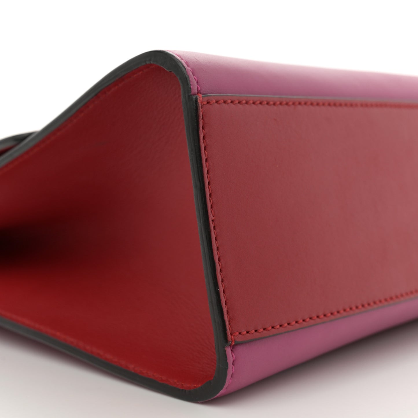 Moon Calfskin Bi-Color Medium Padlock Shoulder Bag New Rosette Hibiscus Red