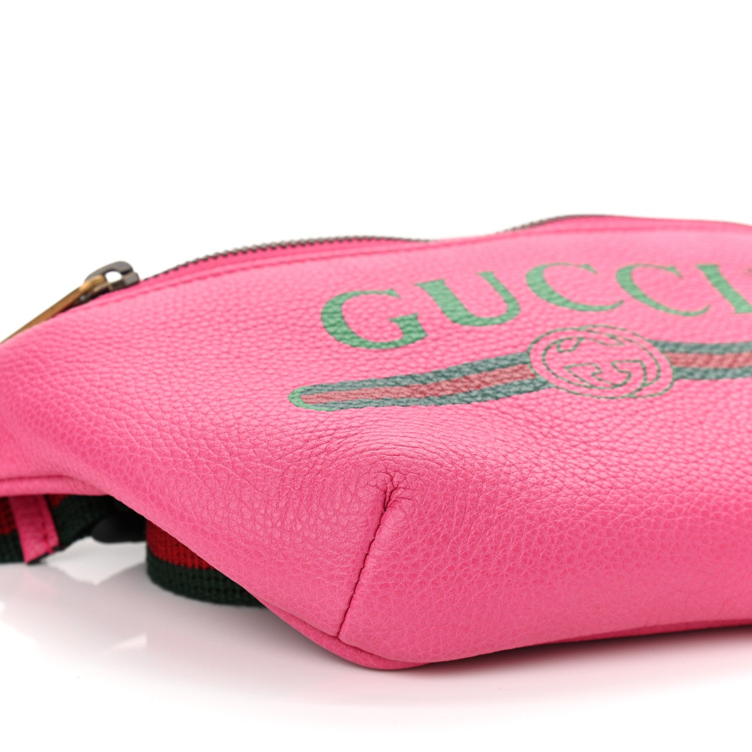 Gucci Grained Calfskin Small Logo Belt Bag Box Pink Green 9 of 10