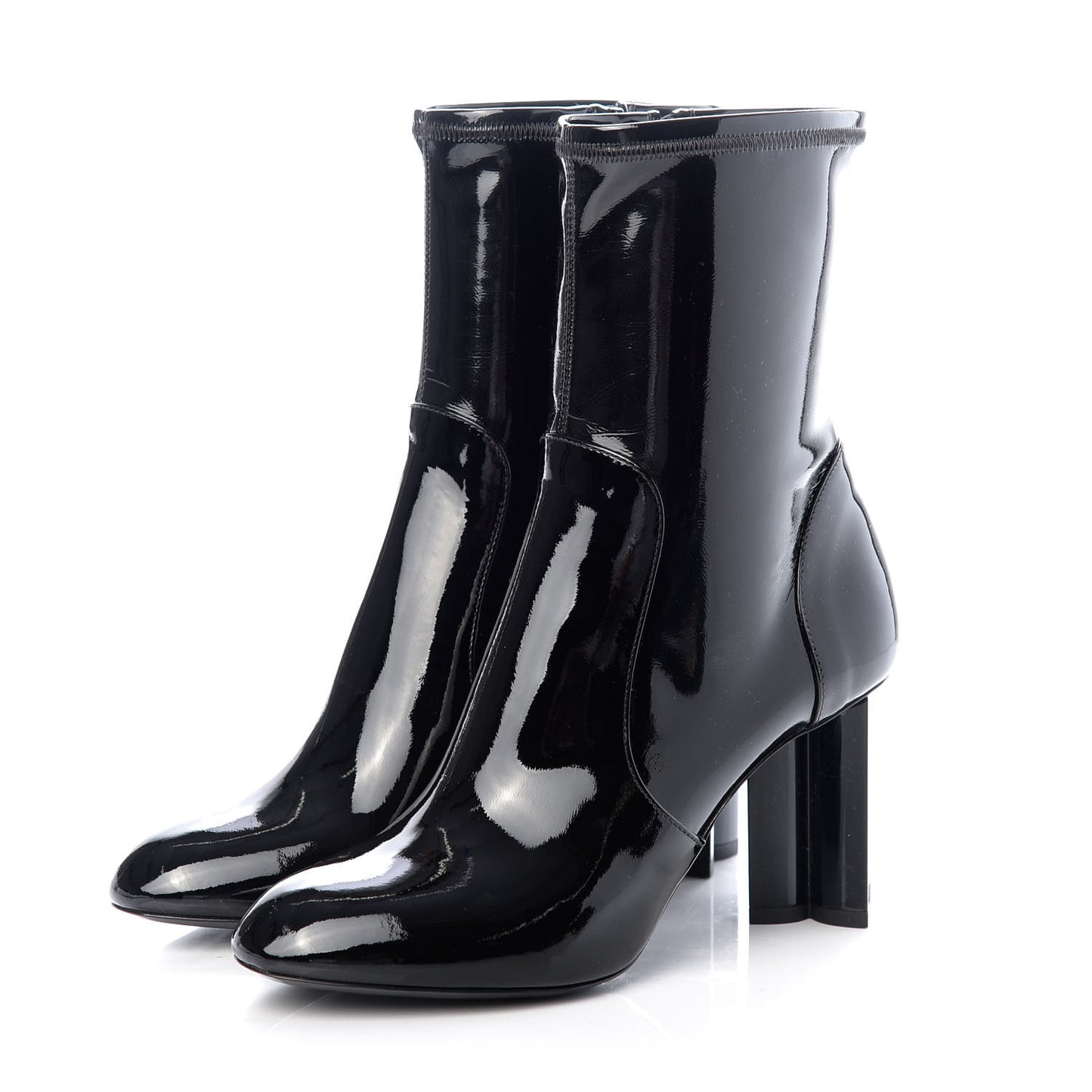Patent Silhouette Ankle Boots 37 Black