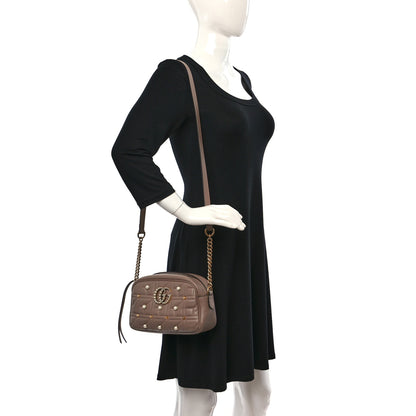 Gucci Calfskin Matelasse Studded Small Pearly GG Marmont Chain Shoulder Bag Porcelain Rose 2 of 9