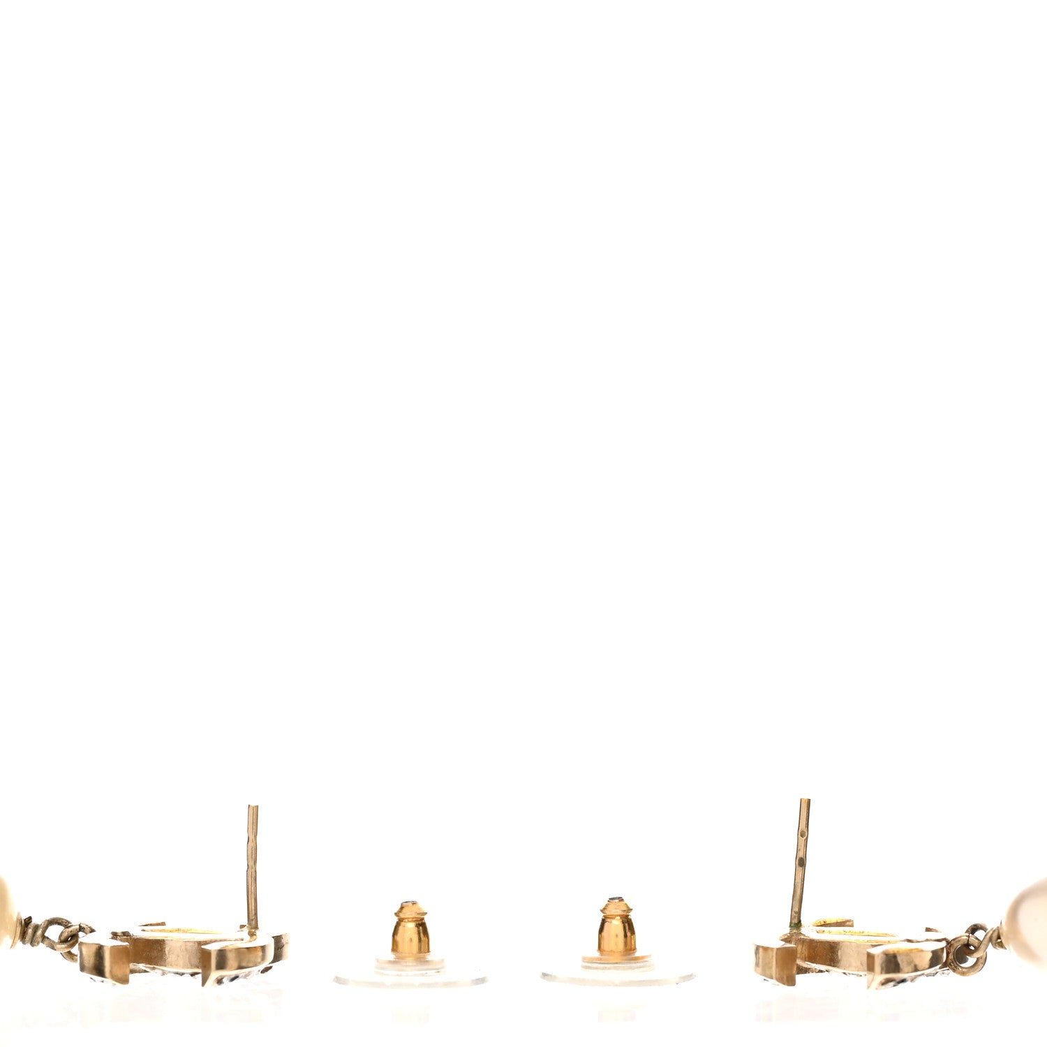 Chanel Crystal Pearl CC Drop Earrings Gold Black 3 of 4