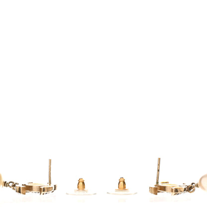 Chanel Crystal Pearl CC Drop Earrings Gold Black 3 of 4