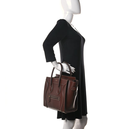 Celine Satinated Natural Calfskin Micro Luggage Dark Brown 2 of 9