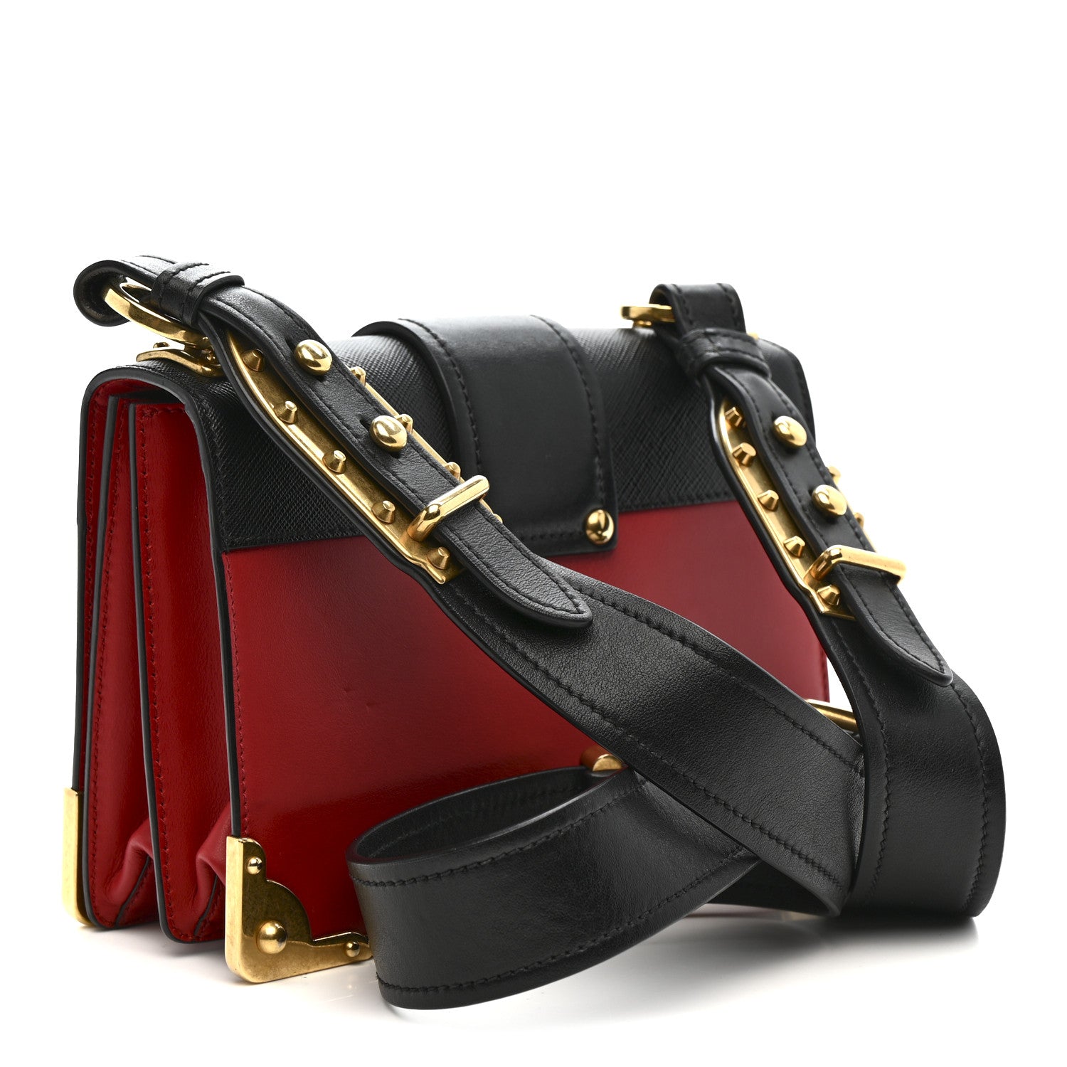 Prada City Calfskin Saffiano Cahier Bag Fuoco Black 3 of 14
