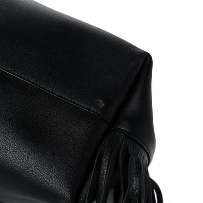 Saint Laurent Calfskin Large Fringe Shopping Tote Black 10 of 10