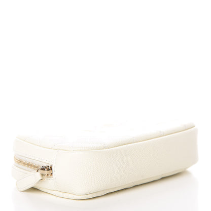 Chanel Caviar Quilted Small Curvy Pouch Cosmetic Case White 4 of 8