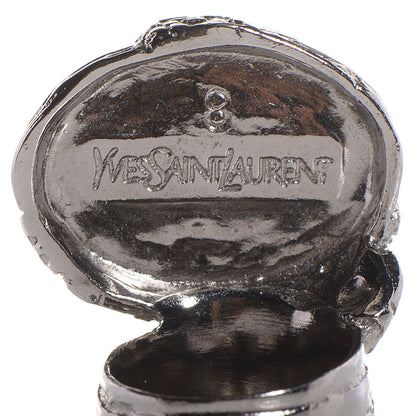 Saint Laurent Glass Cabochon Gunmetal Arty Ovale Ring 8 Black 4 of 5