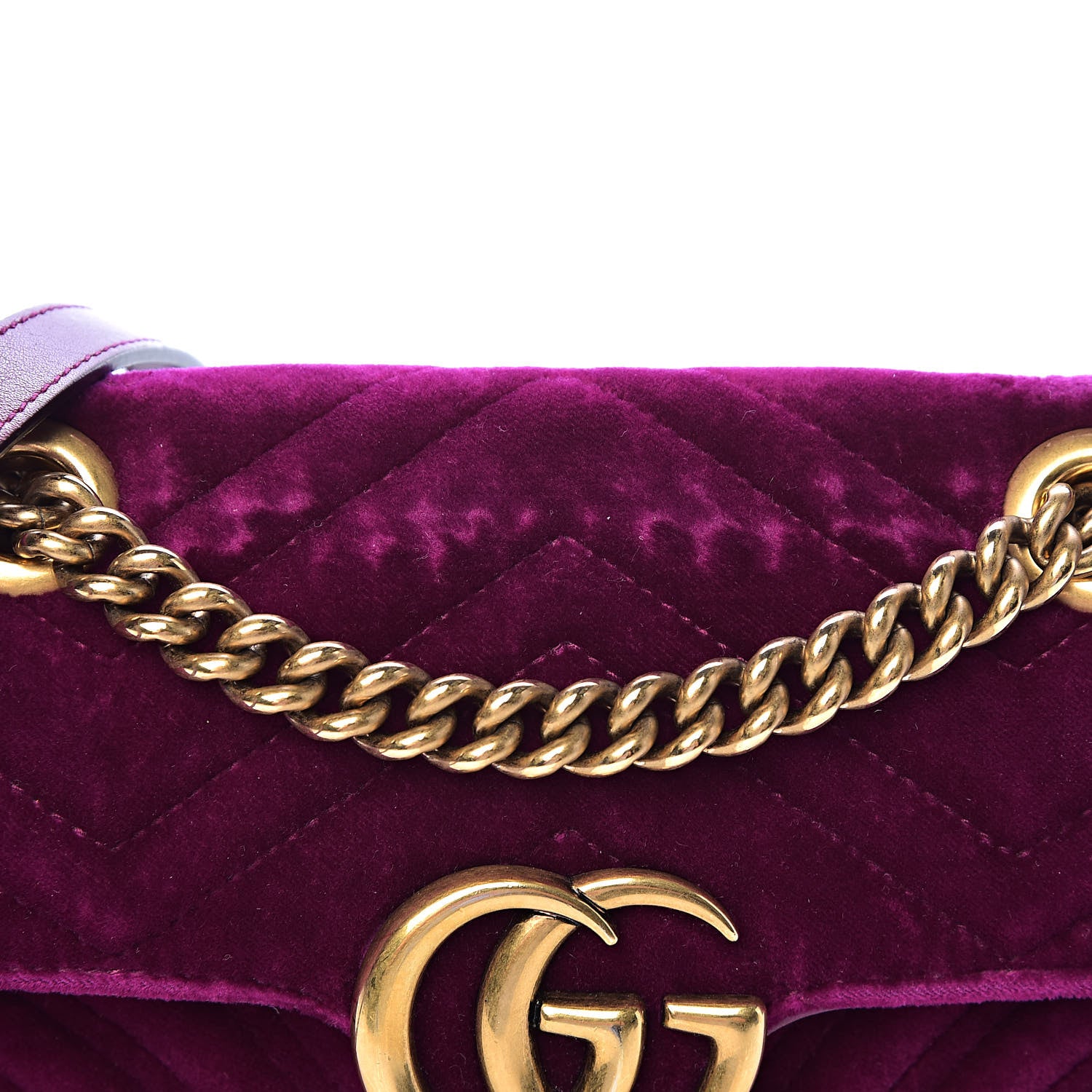 Gucci Velvet Matelasse Mini GG Marmont Shoulder Bag Fuchsia Violet Cyclamen 16 of 17