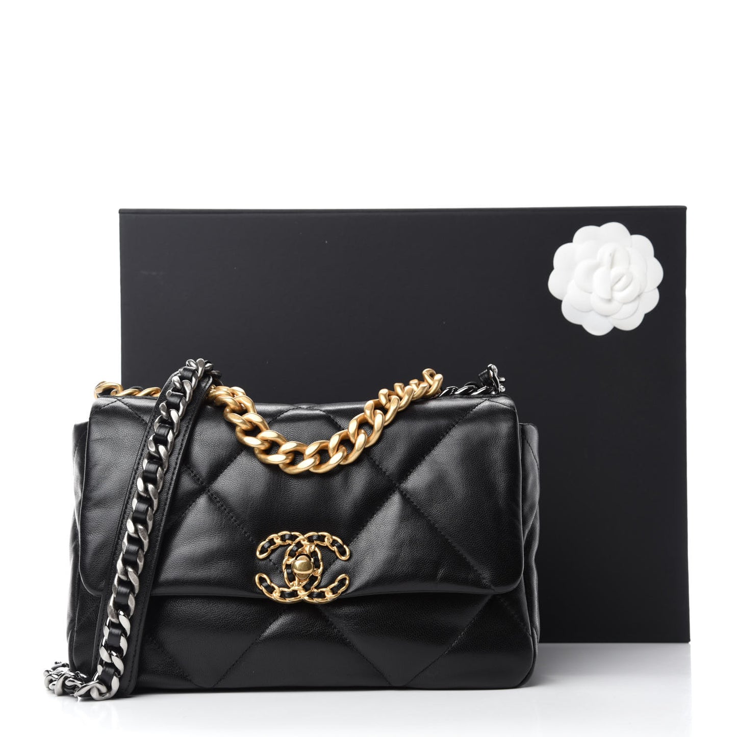 Goatskin Quilted Medium Chanel 19 Flap Black