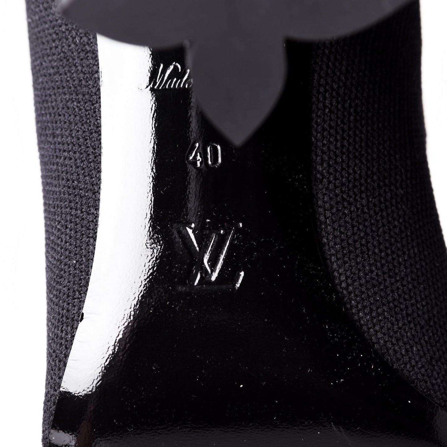 Stretch Fabric LV Black Heart Sock Ankle Boots 40 Black