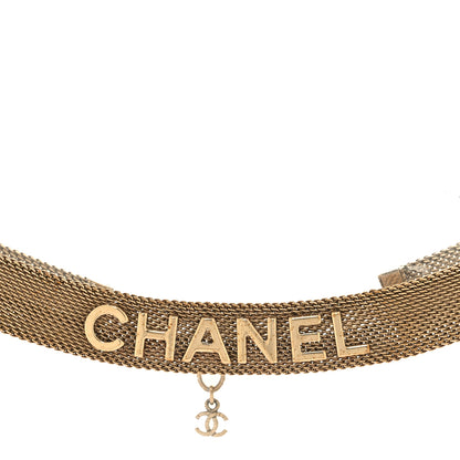 Chanel Mesh Ribbon Choker Necklace Gold 3 of 4