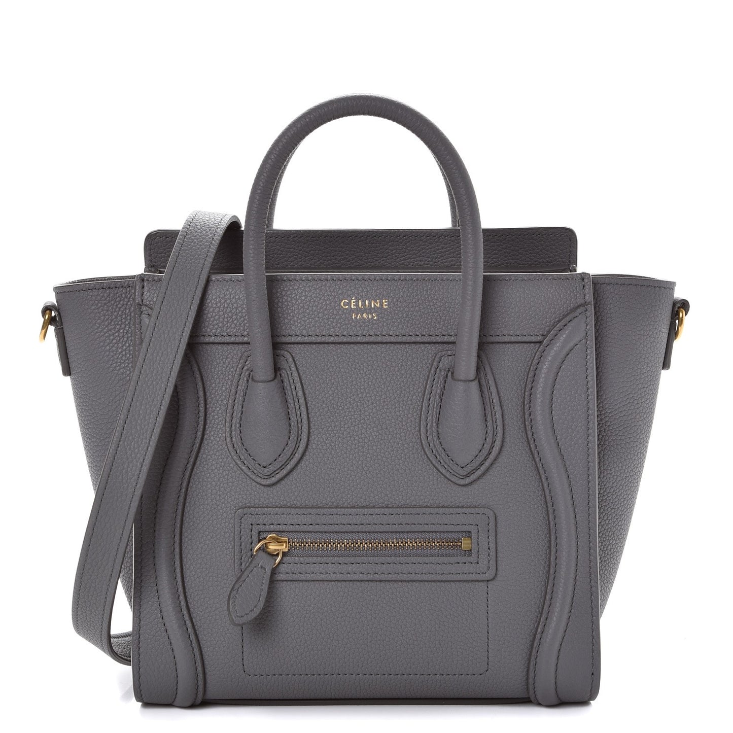 Drummed Calfskin Nano Luggage Kohl