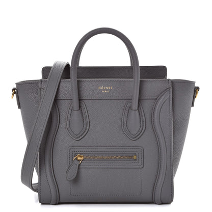 Celine Drummed Calfskin Nano Luggage Kohl 1 of 10