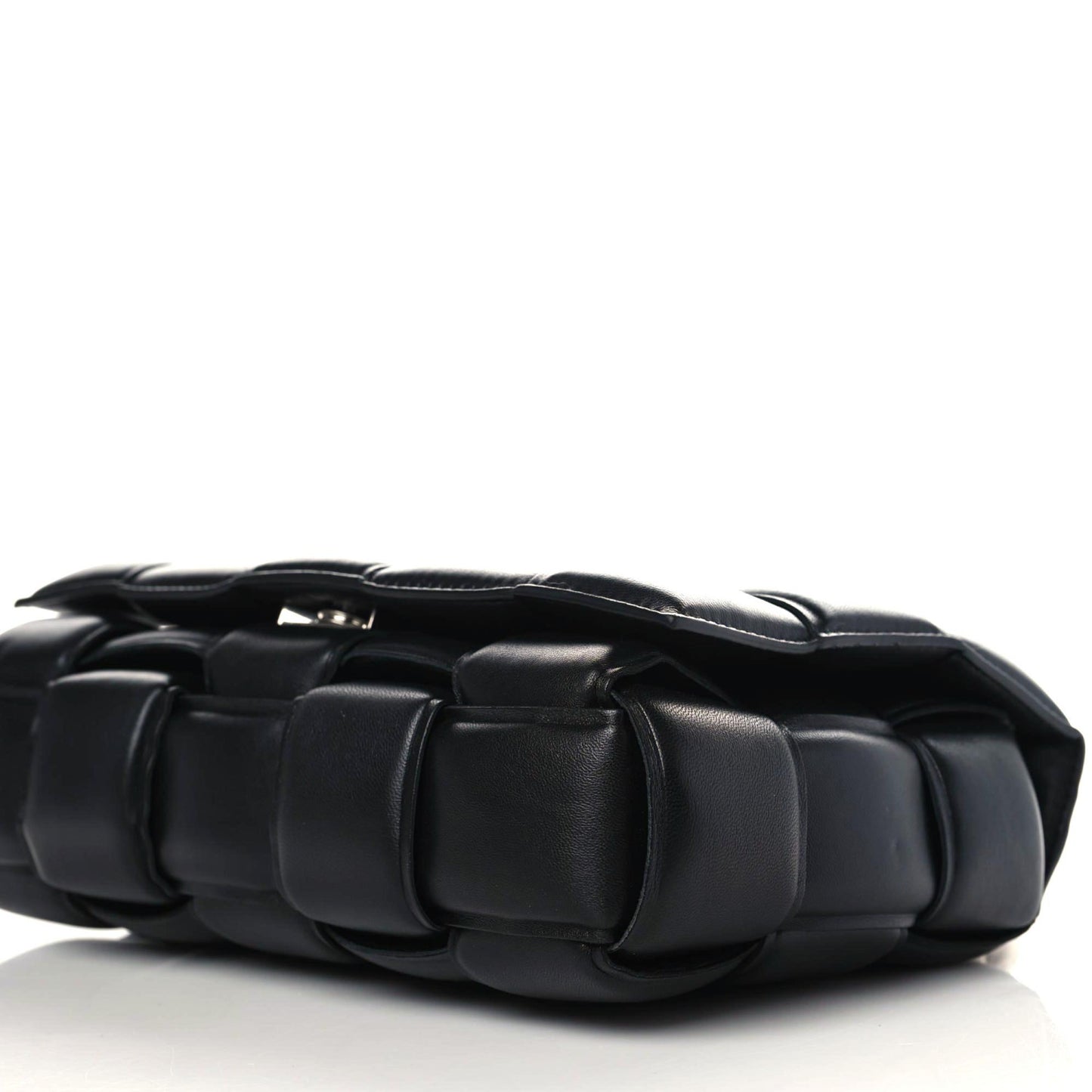Lambskin Maxi Intrecciato Padded Chain Cassette Crossbody Bag Black
