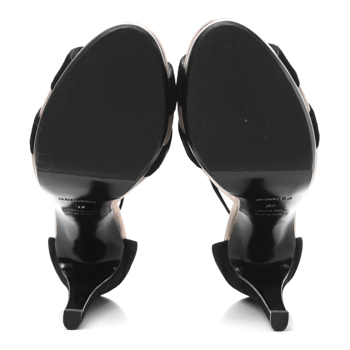 Suede Goatskin Initiale Sandals 37 Black