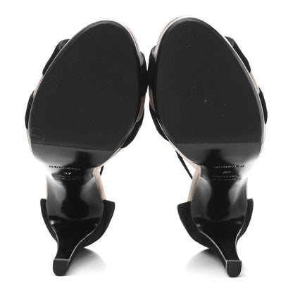 Hermes Suede Goatskin Initiale Sandals 37 Black 5 of 7