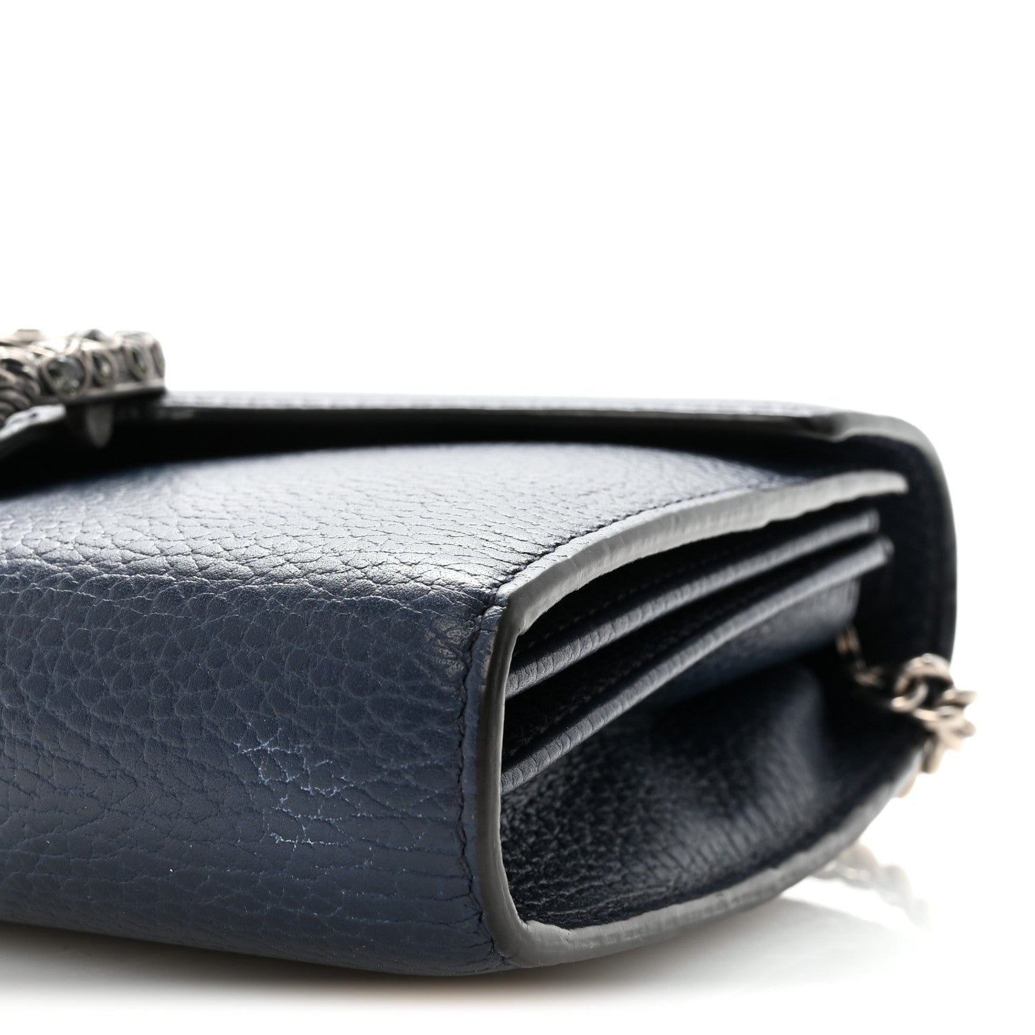 Gucci Dollar Calfskin Crystal Mini Dionysus Chain Wallet Blue Agata Black Diamond 10 of 10