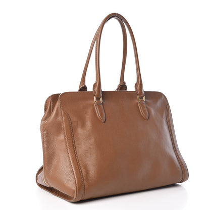 Alexander McQueen Pebbled Calfskin Large Skull Padlock Zip Around Tote Camel 3 of 20