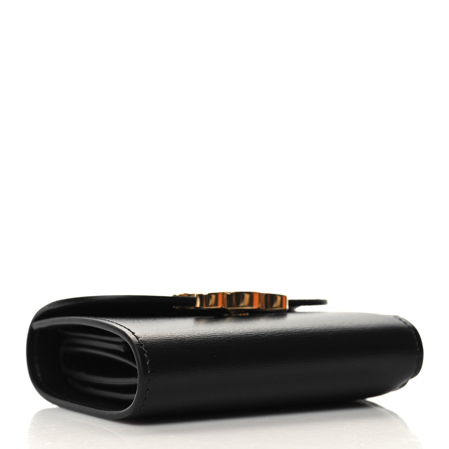 Shiny Smooth Lambskin Small Triomphe Wallet Black