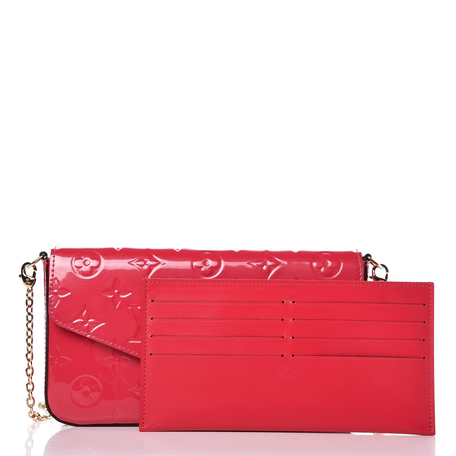 Louis Vuitton Vernis Felicie Pochette Chain Wallet Hot Pink 5 of 8