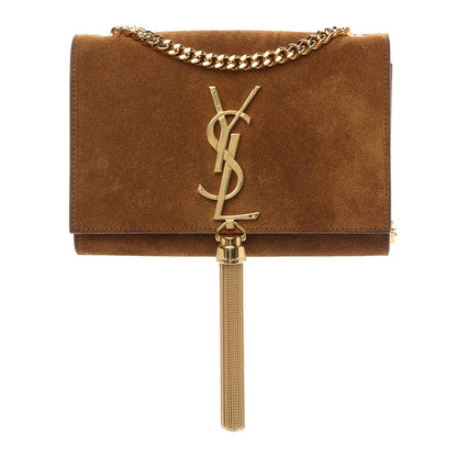 Saint Laurent Suede Small Classic Monogram Kate Tassel Satchel Light Ochre 1 of 9