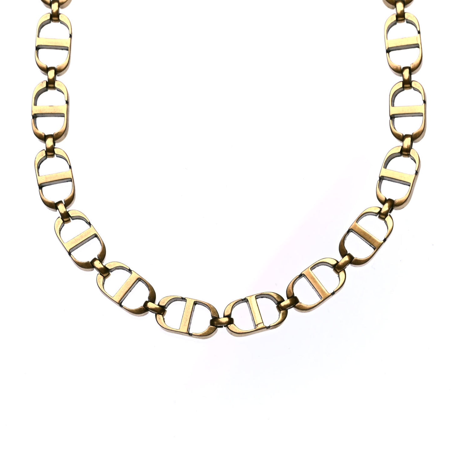 Metal CD Choker Necklace Aged Gold