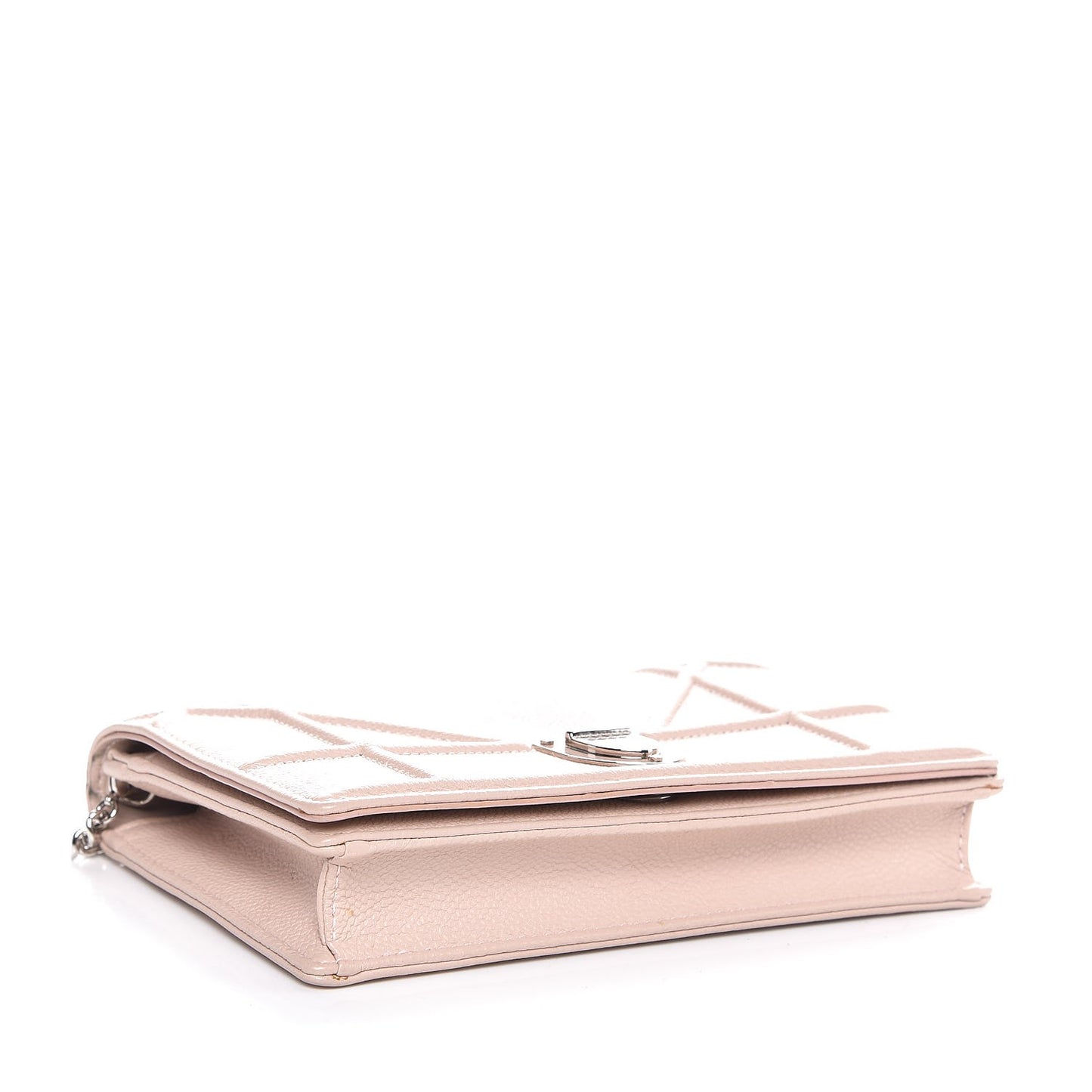 Grained Calfskin Diorama Wallet on Chain Pouch Rose Poudre