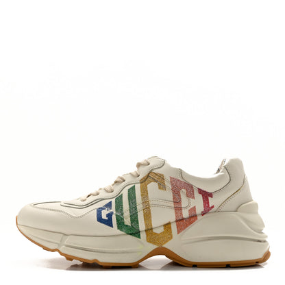 Gucci Calfskin Glitter Game Logo Womens Rhyton Sneakers 39.5 Mystic White 1 of 15