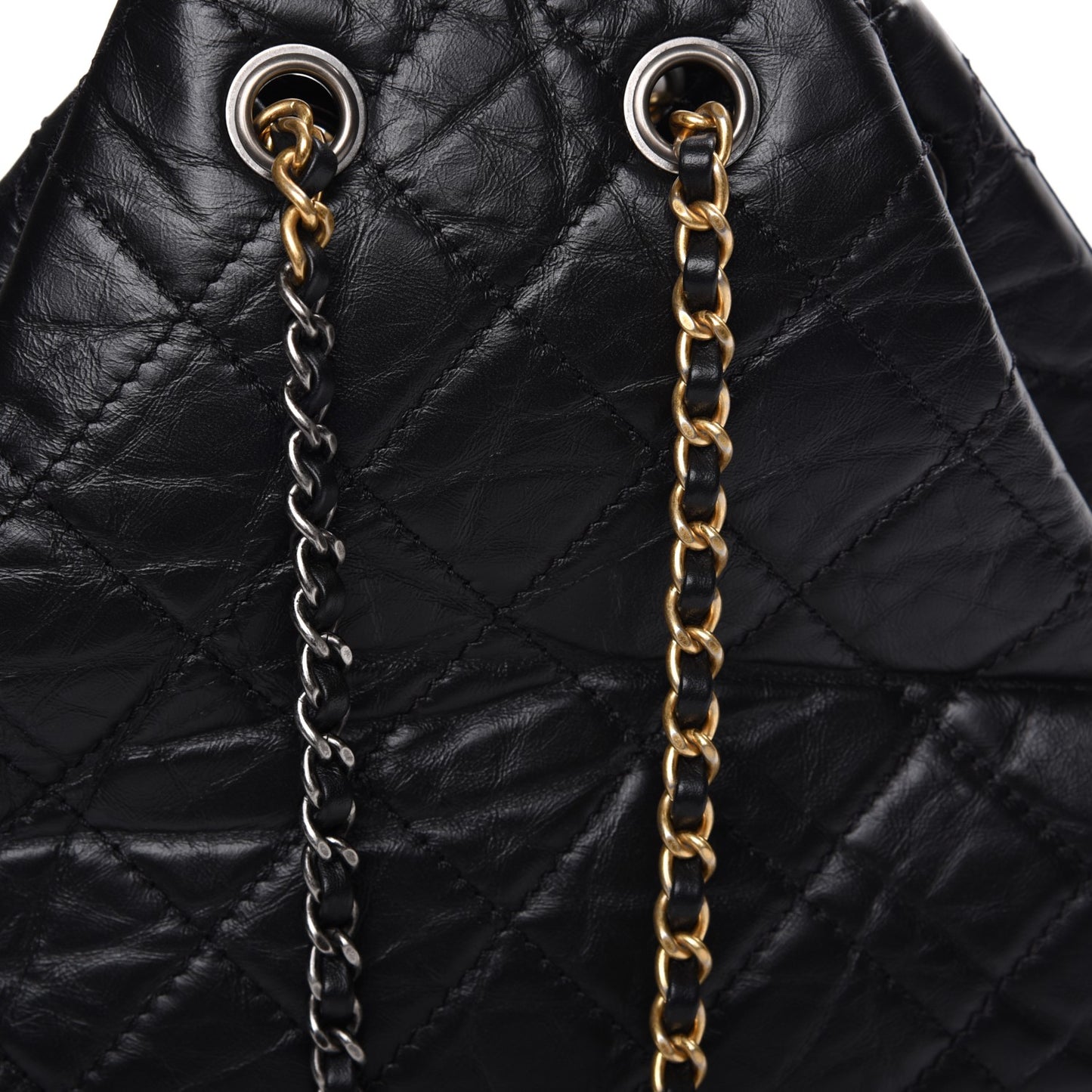 Aged Calfskin Quilted Gabrielle Backpack Black